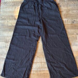 Linen blend black light weight pants